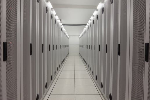 Empty row of servers in data center