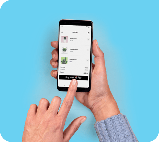 Voorbeeld van een checkout met betalen met Google Pay.
